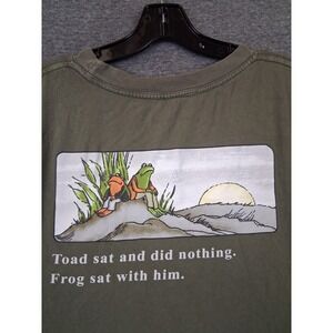 Frog and Toad Adult Shirt L Olive Green Toad Sat Did Nothing Frog Sat With Him
